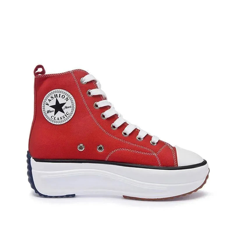 Women's Sneakers - Low-Top Women Sneakers - Platform Lace-Up Spring-Summer Shoes