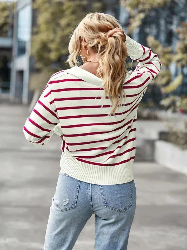 Women’s Striped Crew-Neck Pullover Sweater