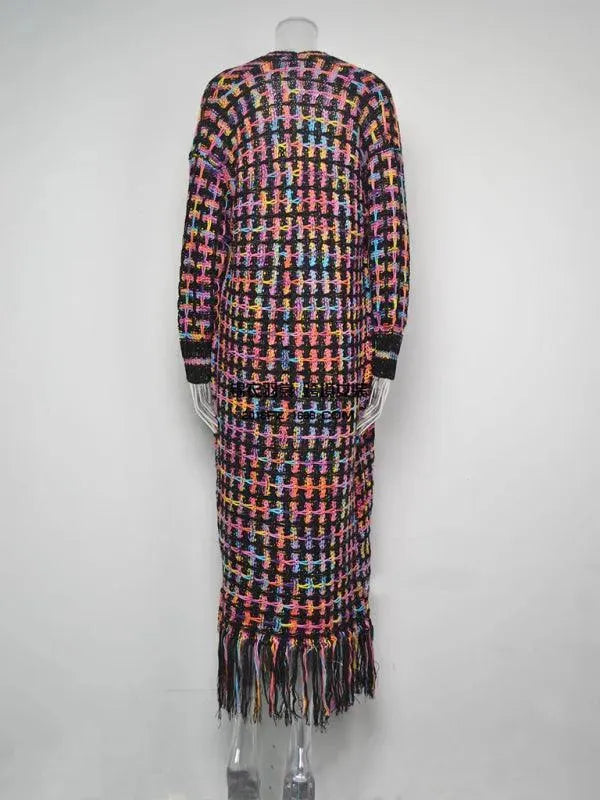 Women's Tassel Longline Open Front Cardigan Sweater