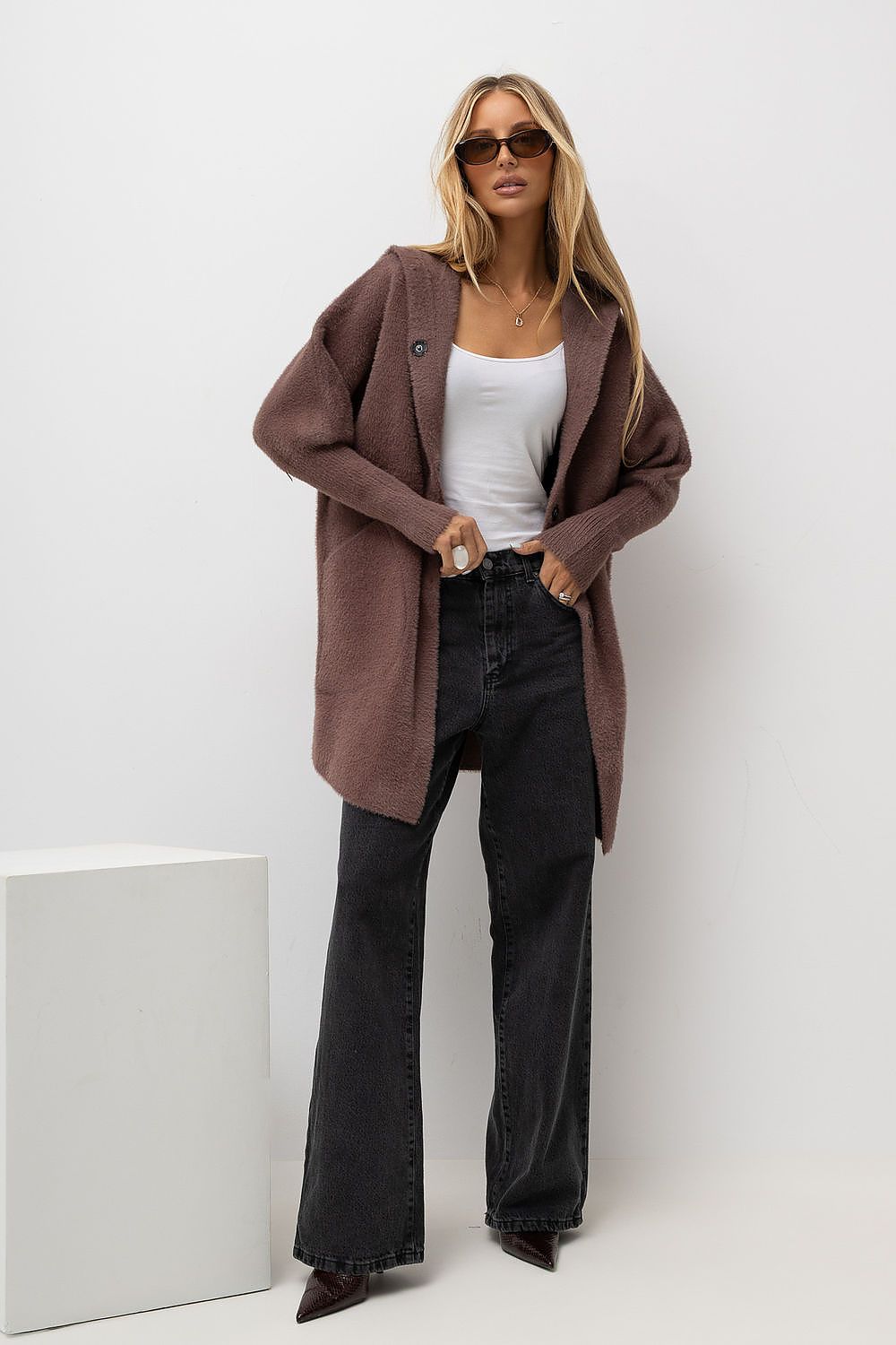Women's Violet Hooded Transitional Coat