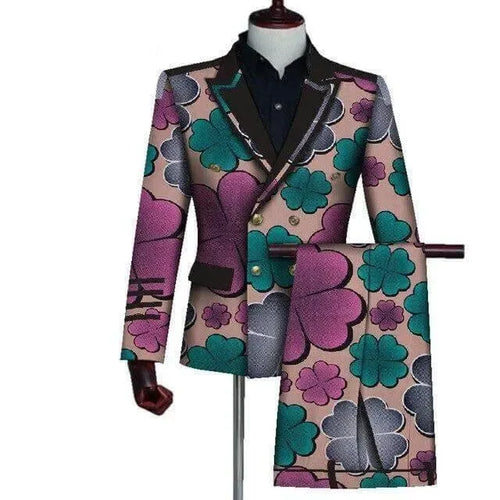 African Double-Breasted Two Piece Suit - African Suit - LeStyleParfait