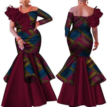 African Dress, Burgundy Dashiki Dress - African Dress - LeStyleParfait
