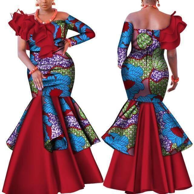 African Dress, Slash Neck Dashiki Dress - African Dress - LeStyleParfait