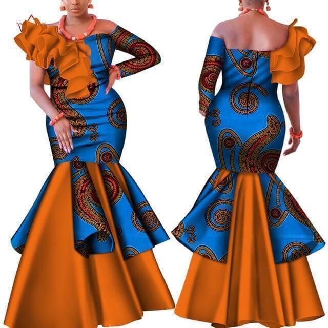 African Dress With Blue Prints - African Dress - LeStyleParfait