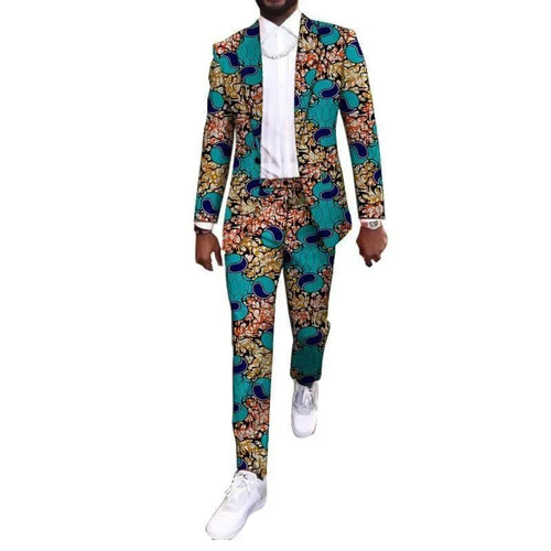 African Men‘s Printed Blazers Suit - African Suit - LeStyleParfait