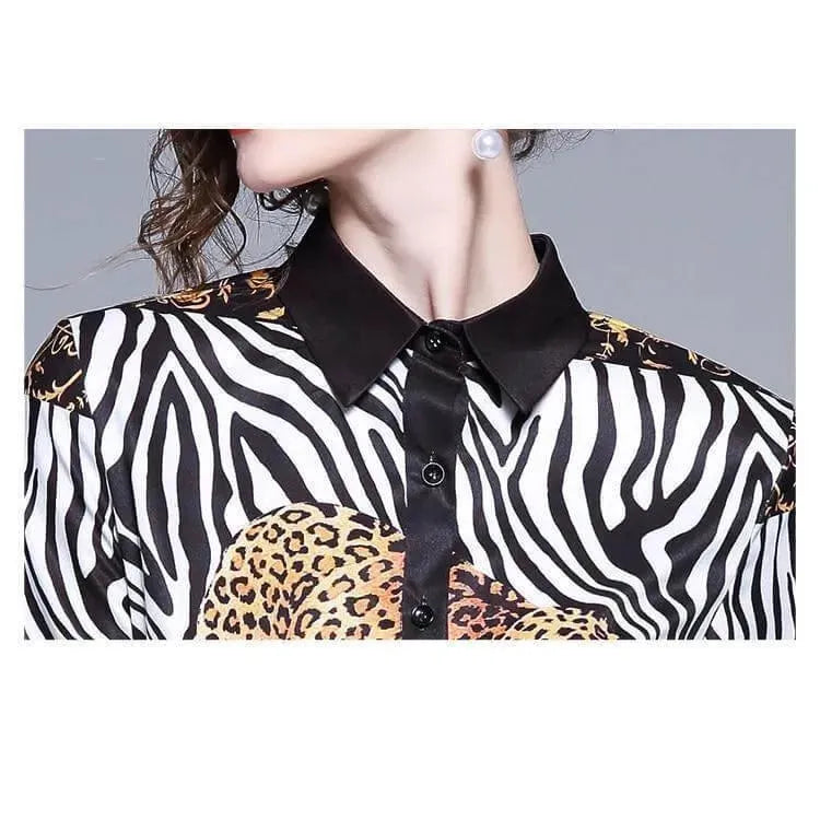 Animal Print Vintage Shirt For Women-Women's Shirts-LeStyleParfait
