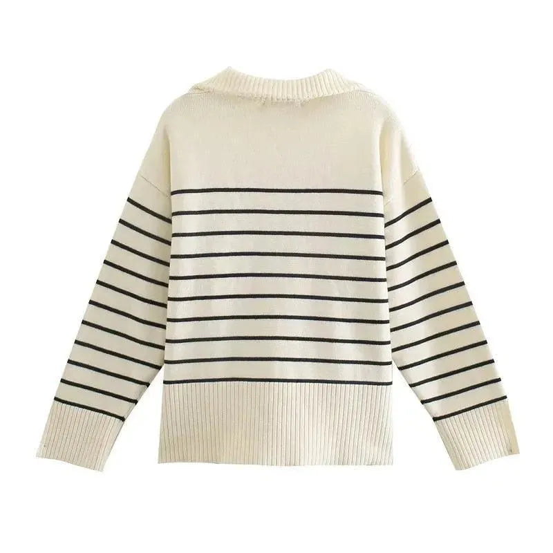 Asymmetry Striped Pullover Sweaters - Pullover Sweater - LeStyleParfait
