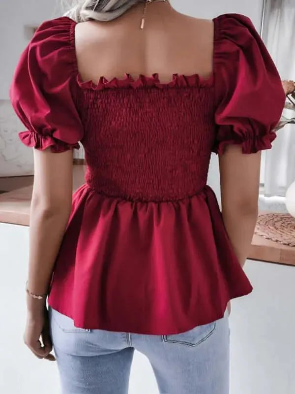Balloon Sleeves Ruffle Women Top - Women Tops - LeStyleParfait