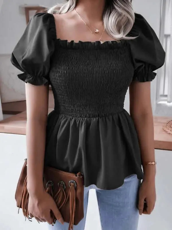 Balloon Sleeves Ruffle Women Top - Women Tops - LeStyleParfait