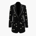 Bees Beaded Velvet Blazer Women - Casual - Printed - Velvet Blazer - LeStyleParfait