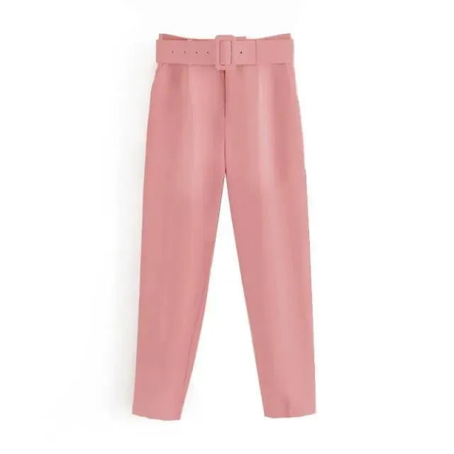 Belted High-Waisted Pants - Women Pants - LeStyleParfait