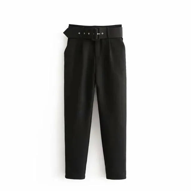 Belted High-Waisted Pants - Women Pants - LeStyleParfait