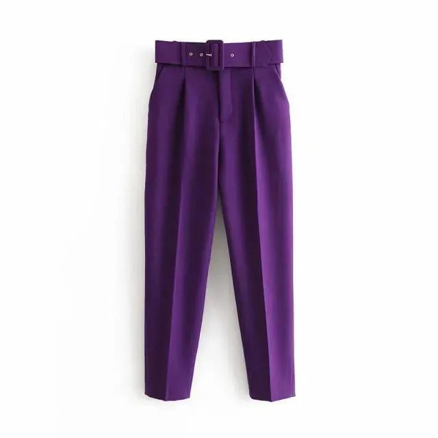 Belted High-Waisted Pants - Women Pants - LeStyleParfait