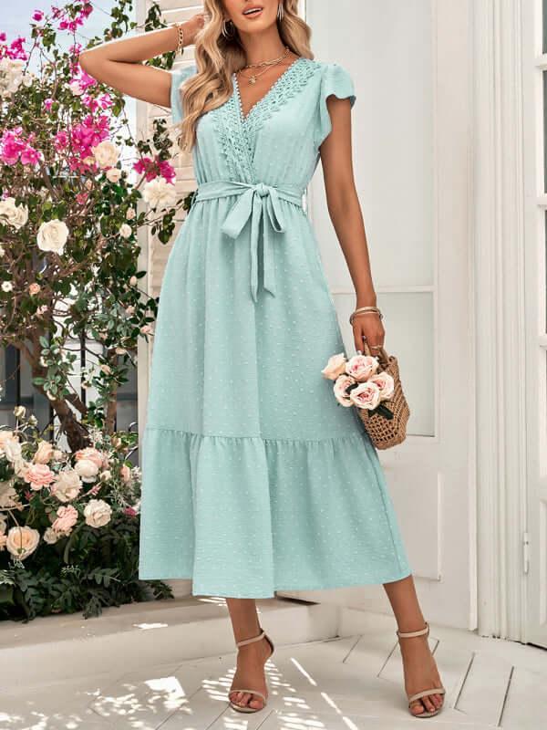 Belted Short Sleeve Maxi Dress - Dress - LeStyleParfait