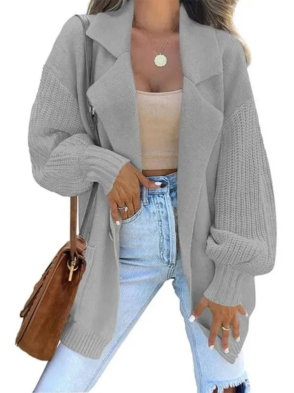 Big Collar Women Cardigan Sweater - Cardigan Sweater - LeStyleParfait