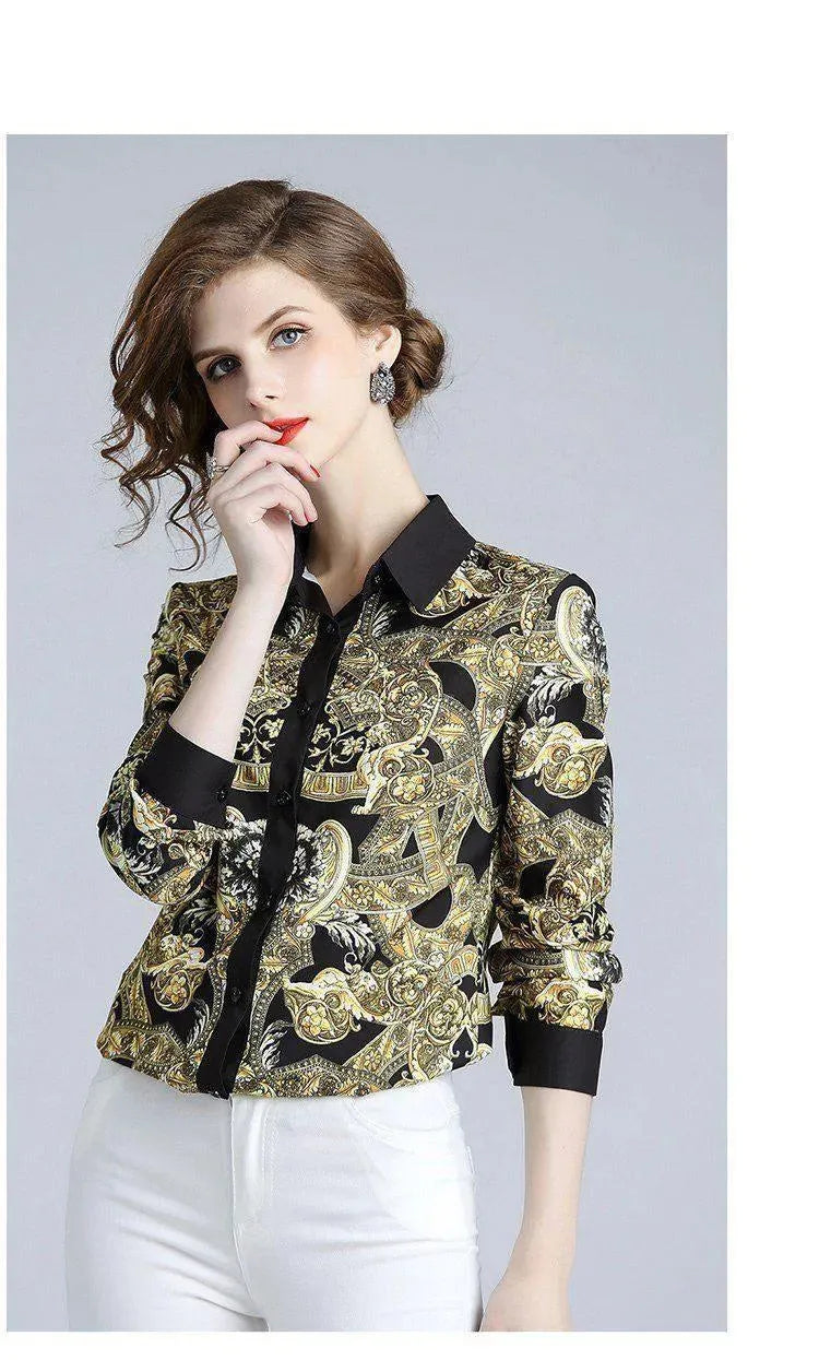 Black Floral Shirt For Women-Women's Shirts-LeStyleParfait