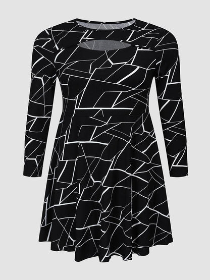 Black Irregular Geometric Plus size Dress - Dress - LeStyleParfait