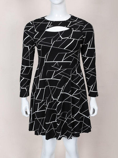 Black Irregular Geometric Plus size Dress - Dress - LeStyleParfait