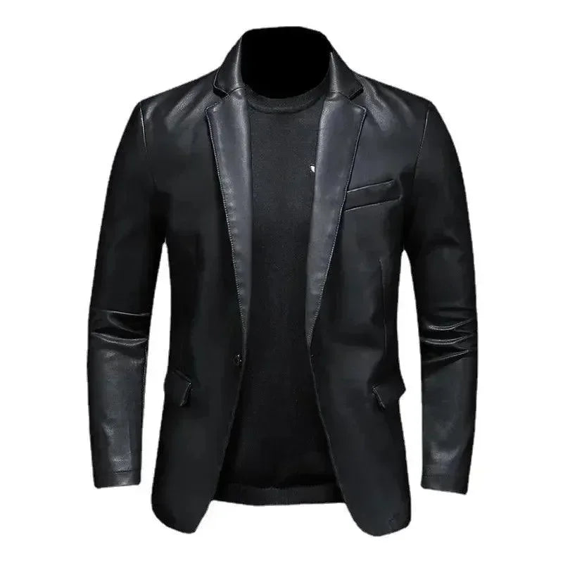 Black PU Leather Blazer for Men - Leather Blazer - LeStyleParfait