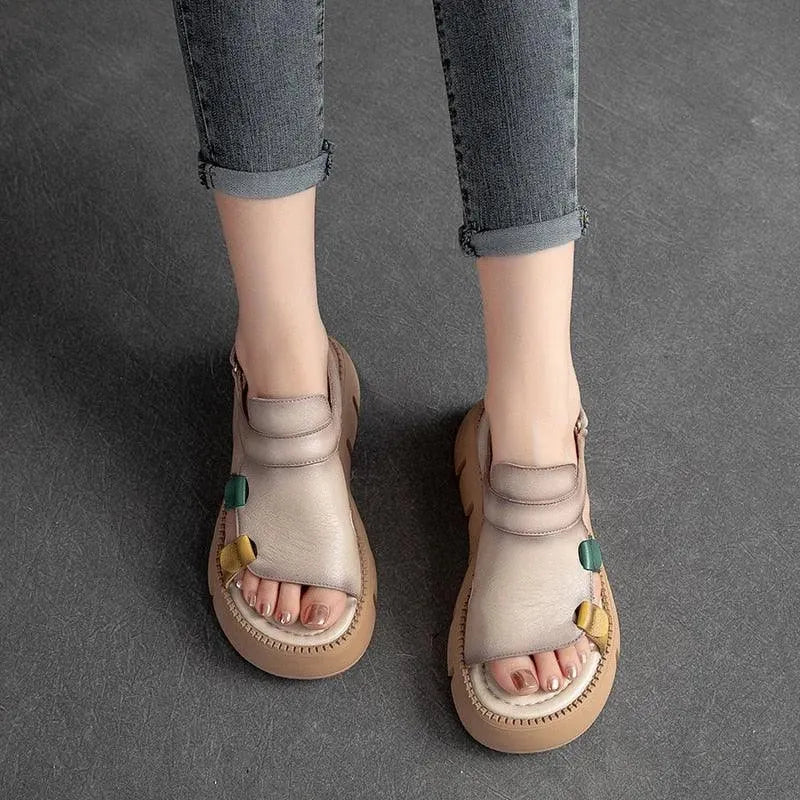 Block Heel Wedge Sandals - Wedge Shoes - LeStyleParfait