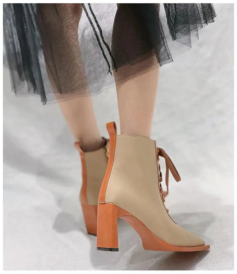 Block Lace-Up Women Boots - Boots - LeStyleParfait