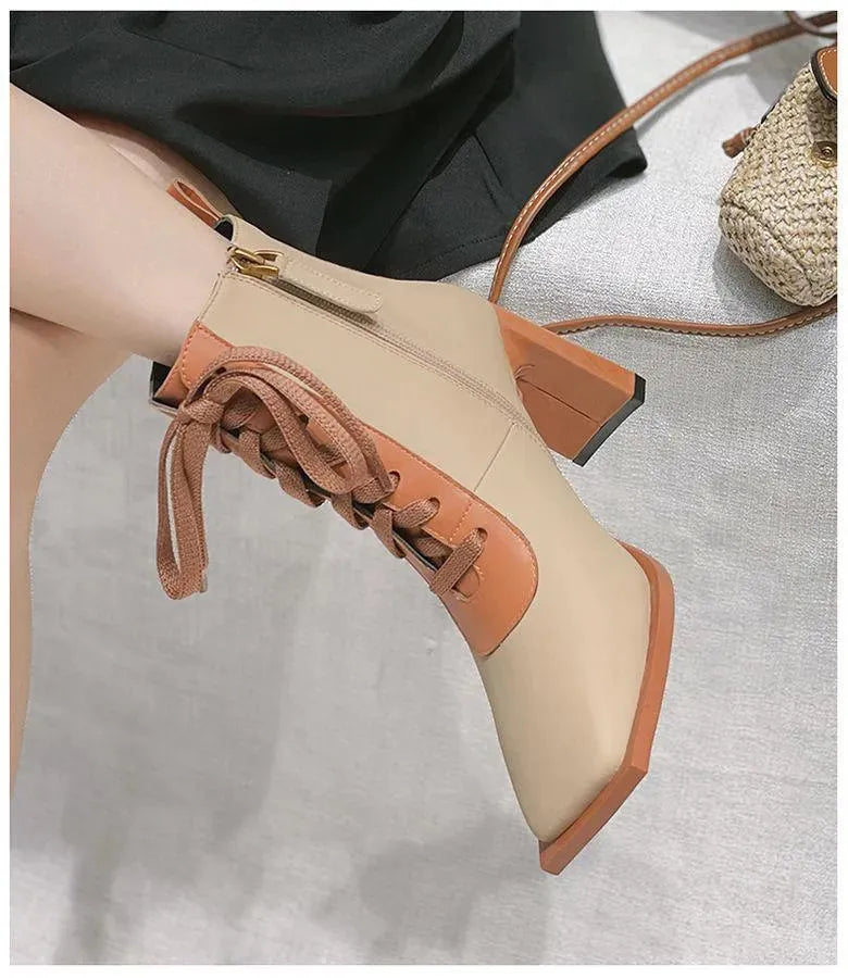 Block Lace-Up Women Boots - Boots - LeStyleParfait