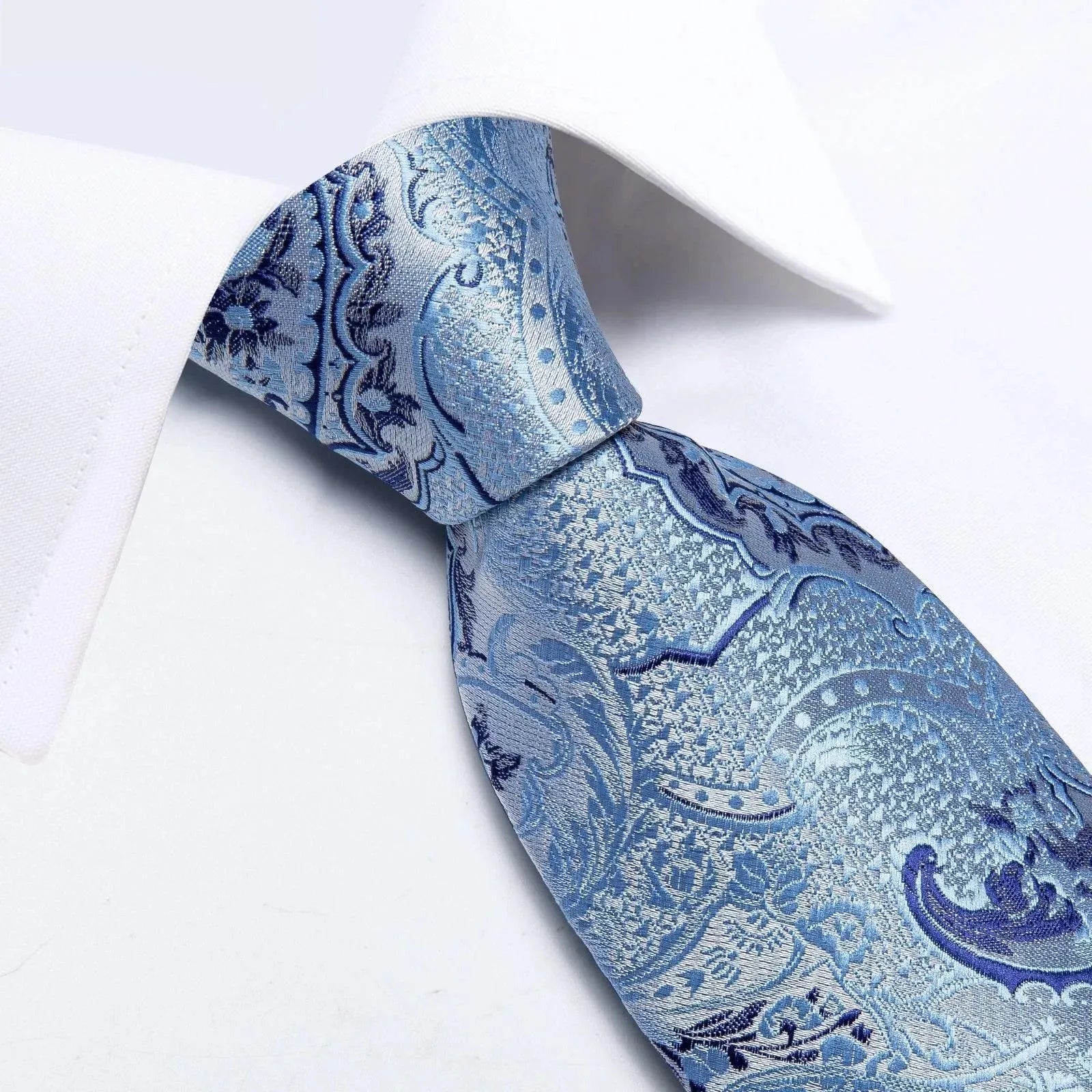 Blue Paisley Silk Necktie Set - Necktie - LeStyleParfait