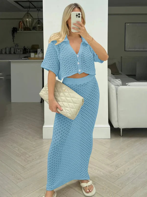 Boho Crochet V-Neck Maxi Dress