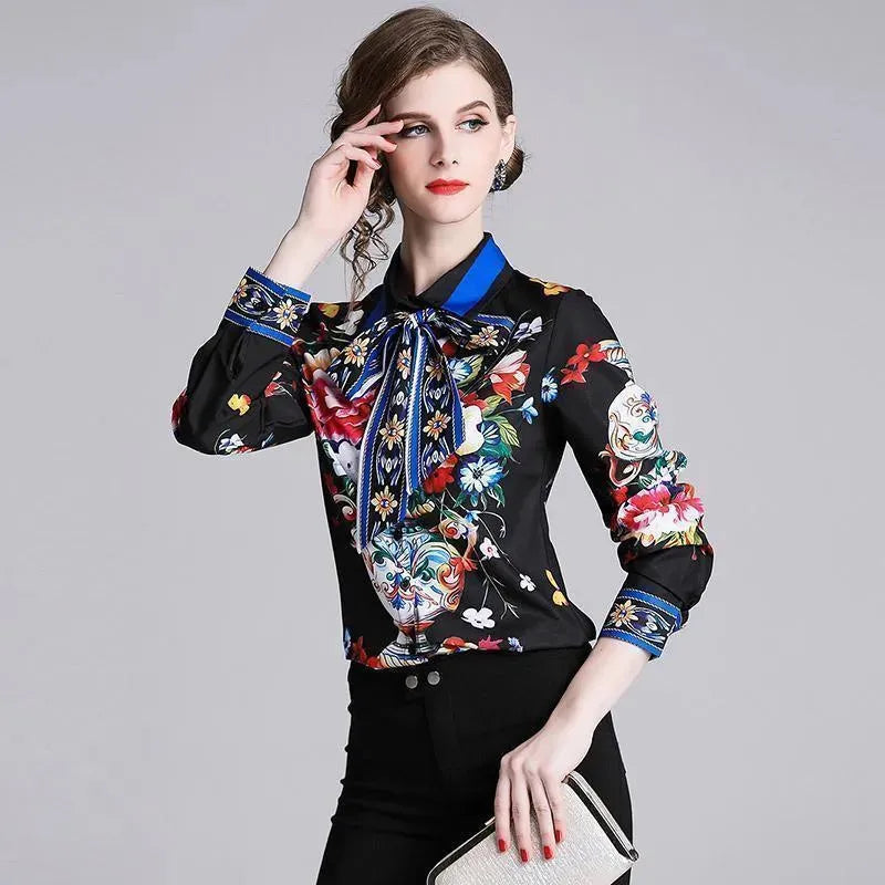 Bow Collar Silk Blouse - Women's Shirt - LeStyleParfait