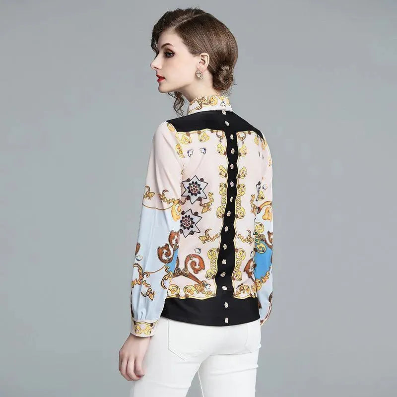 Bow Collar Vintage Silk Blouse - Women's Shirt - LeStyleParfait