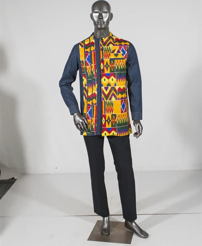 Burgundy Dashiki Cotton Shirt-Men Shirts-LeStyleParfait
