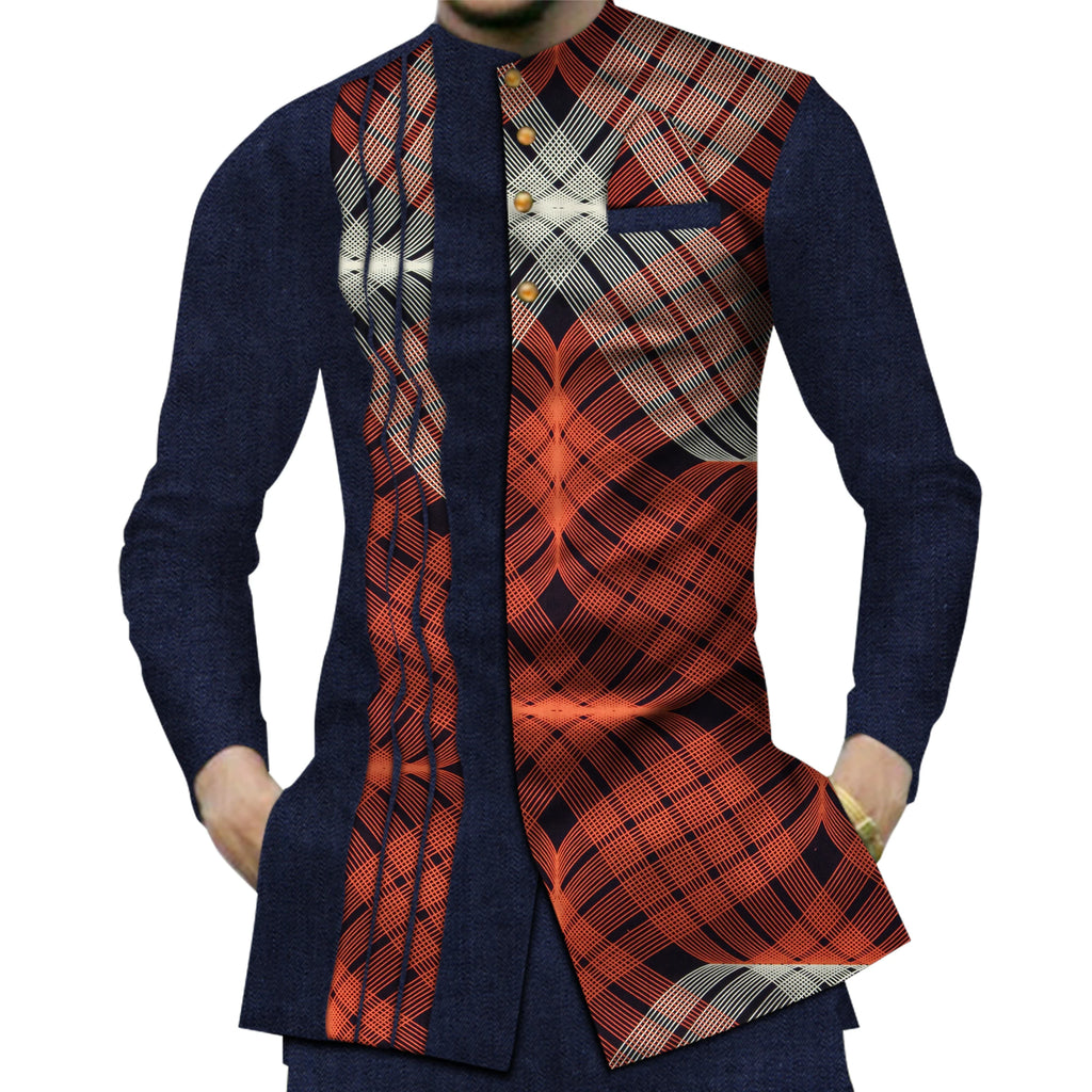 Burgundy Dashiki Cotton Shirt-Men Shirts-LeStyleParfait