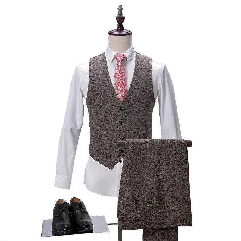 Business Mode Slim Fit 3 Piece Men Suit - Tweed Suit - LeStyleParfait