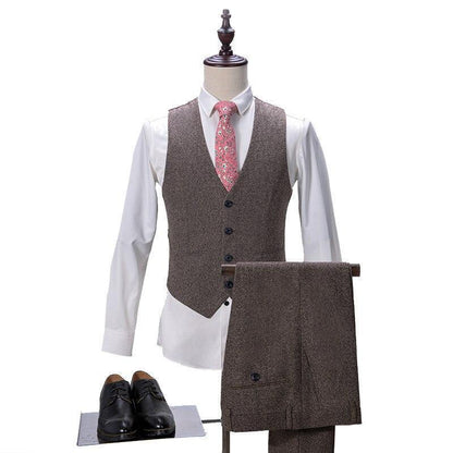 Business Mode Slim Fit 3 Piece Men Suit - Tweed Suit - LeStyleParfait
