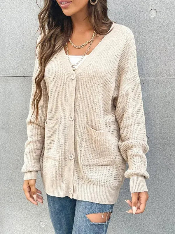 Button Pocket Women Cardigan Sweater - Cardigan Sweater - LeStyleParfait