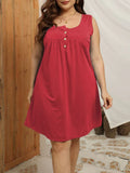 Casual Button Down Sleeveless Mini Dress