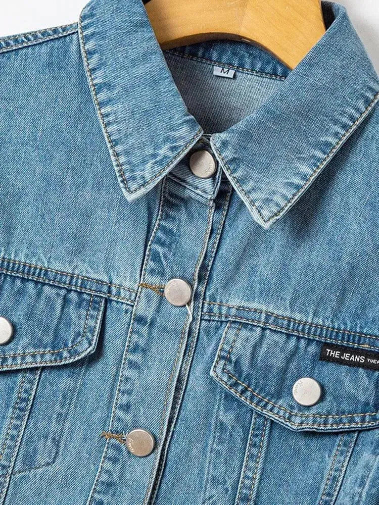 Casual Denim Blue Two-Piece Skirt Set - Two-Piece Skirt Set - LeStyleParfait