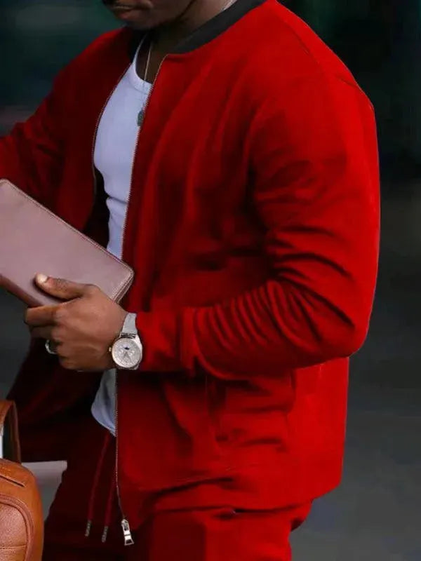 Men's Clothing Set Casual Zipper Plain-Solid Outfit Set - LeStyleParfait