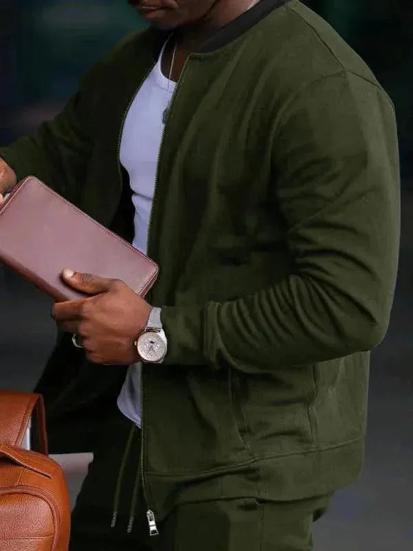 Men's Clothing Set Casual Zipper Plain-Solid Outfit Set - LeStyleParfait