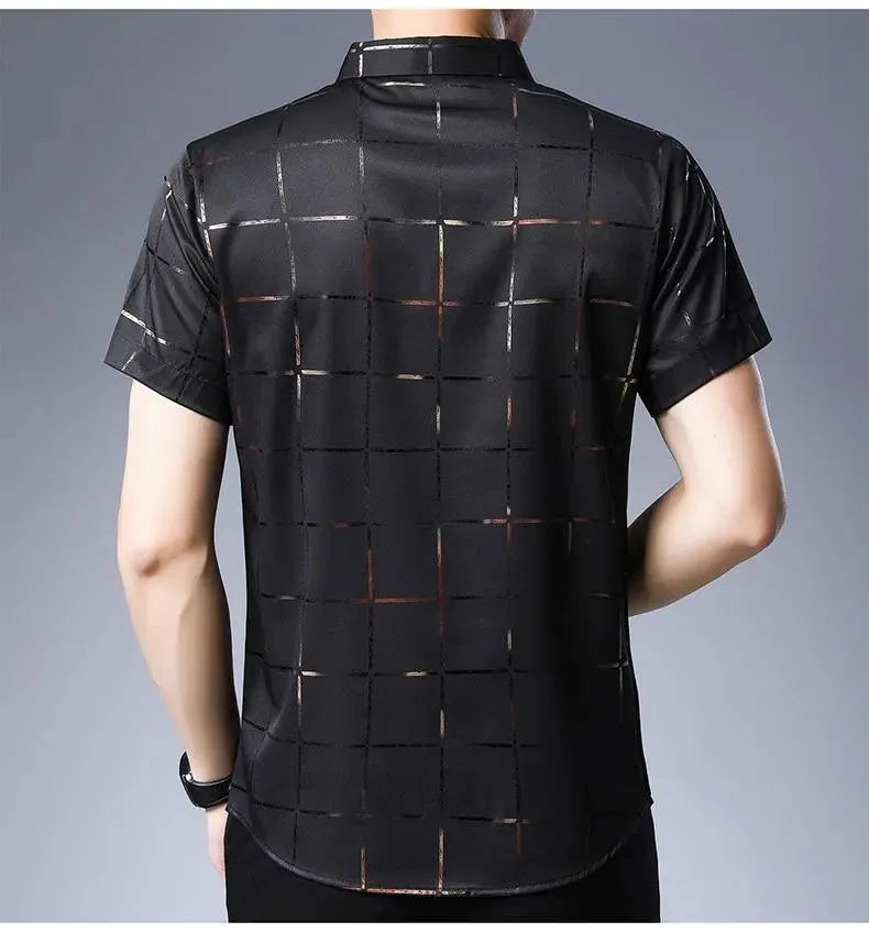 Casual Summer Plaid Shirt For Men - Short Sleeve Shirt - LeStyleParfait