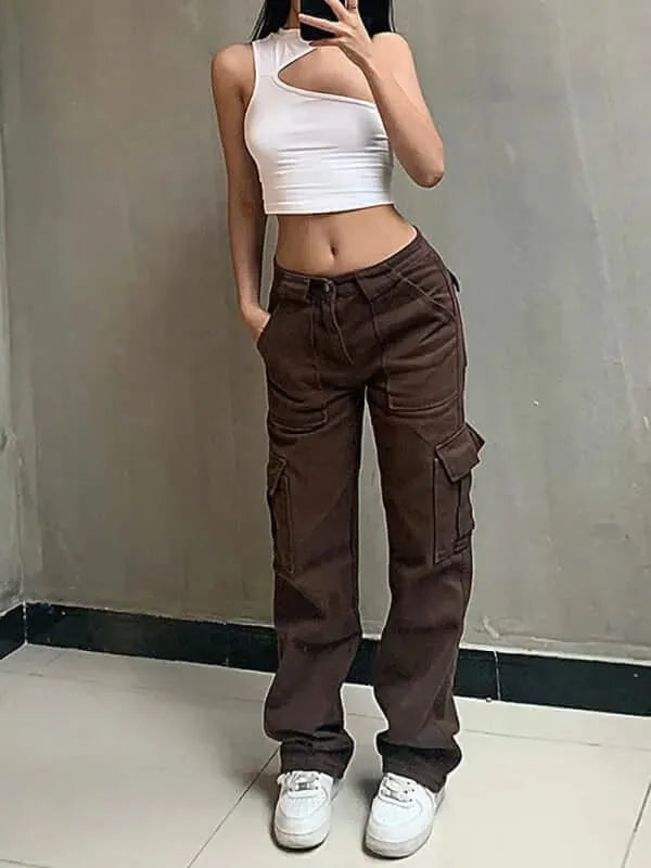 Casual Wide Leg Women Cargo Pants - Women Pants - LeStyleParfait