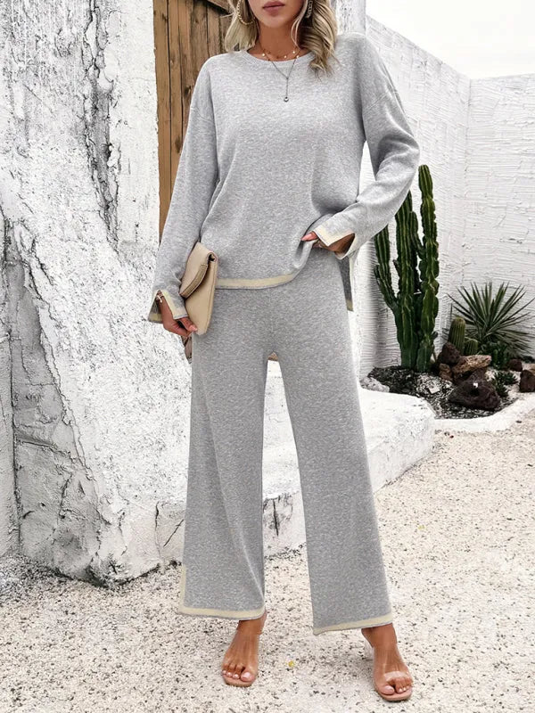 Casual Women Knit Relaxed Two-Piece Set - Casual Knit Two-Piece Set - LeStyleParfait