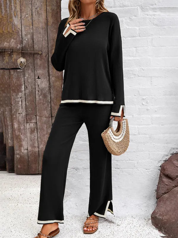 Casual Women Knit Relaxed Two-Piece Set - Casual Knit Two-Piece Set - LeStyleParfait