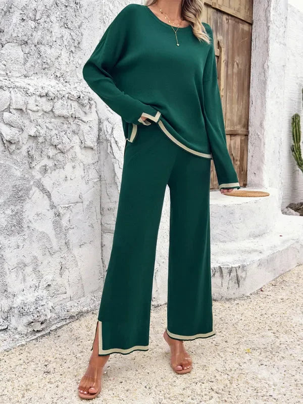 Casual Women Knit Relaxed Two-Piece Set - Casual Knit Two-Piece Set - LeStyleParfait