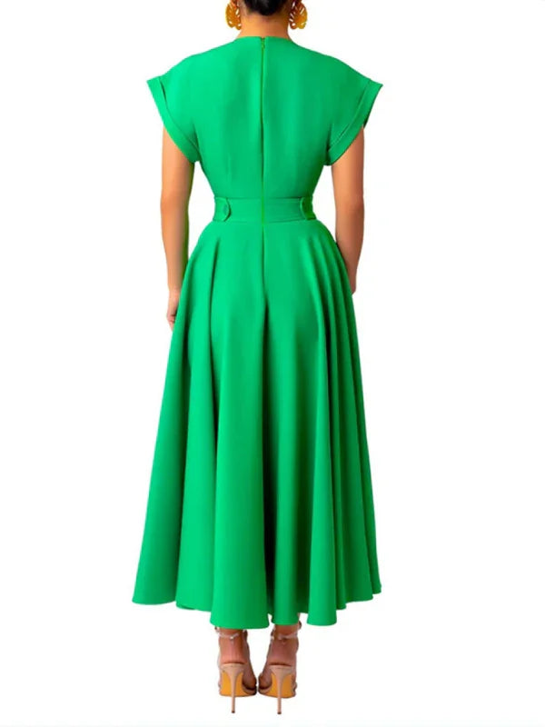 A-line,A-line dress,casual,casual dress,cotton,ladies Wrinkle resistant,midi,midi hemline dress,pockets,polyester dress,Quick drying midi dress,regular,regular fit dress,sleeveless,sleeveless dress,slip-on,slip-on dress,solid,solid dress,straight,summer,summer dress,V-neck,V-neck dress-LeStyleParfait