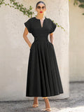 A-line,A-line dress,casual,casual dress,cotton,ladies Wrinkle resistant,midi,midi hemline dress,pockets,polyester dress,Quick drying midi dress,regular,regular fit dress,sleeveless,sleeveless dress,slip-on,slip-on dress,solid,solid dress,straight,summer,summer dress,V-neck,V-neck dress-LeStyleParfait