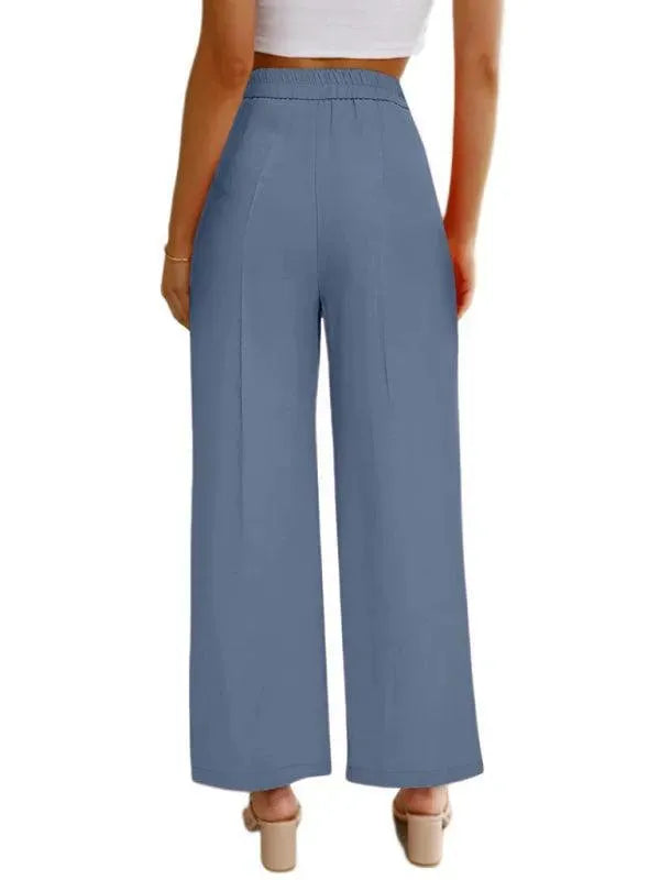 LeStyleParfait Women Pants Plain-Solid Women's Buttons Polyester-Women Pants