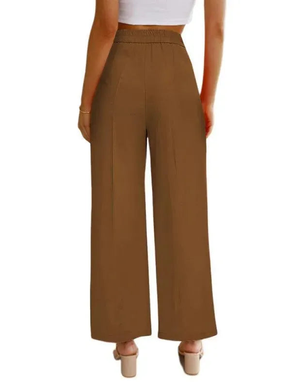 LeStyleParfait Women Pants Plain-Solid Women's Buttons Polyester-Women Pants