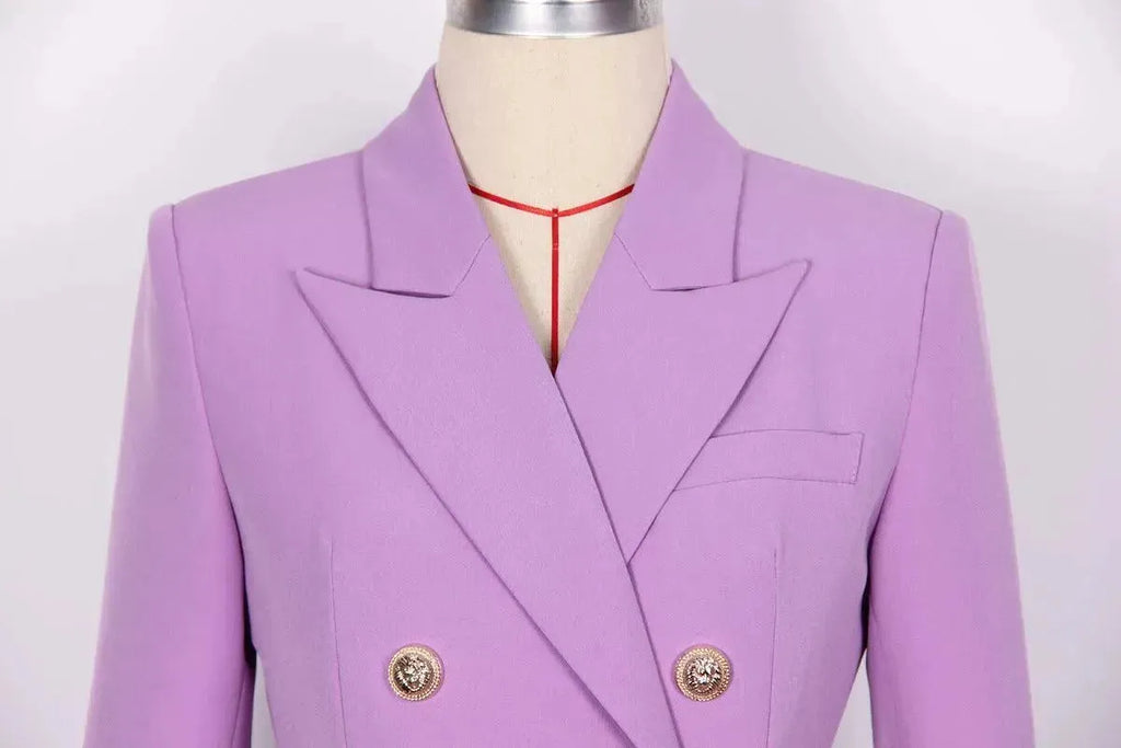 Chic Double-Breasted Blazer Women - Formal-Business - Plain-Solid - Double-Breasted Blazer - LeStyleParfait