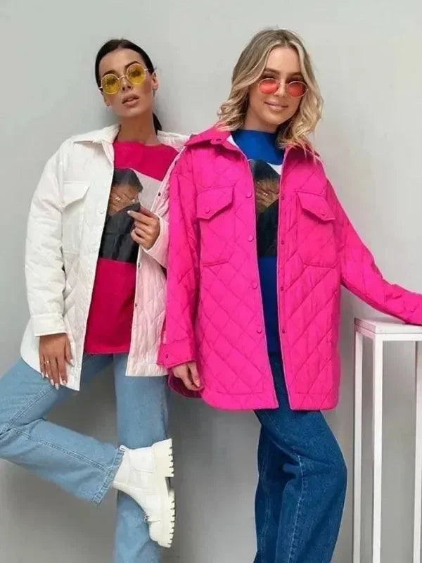 Chic Loose Women’s Quilted Shirt Jacket - Quilted Shirt Jacket - LeStyleParfait